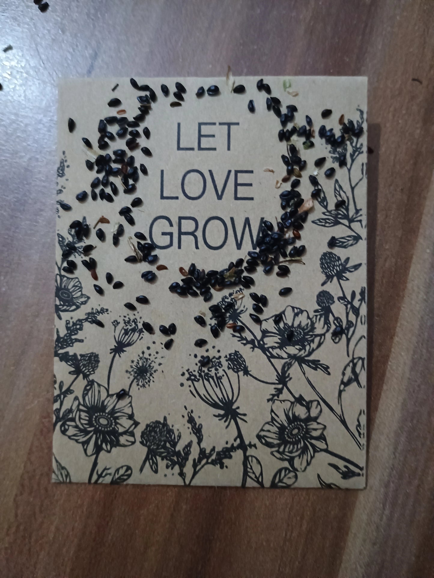 kleine schwarze Akeleisamen auf Samenpackung